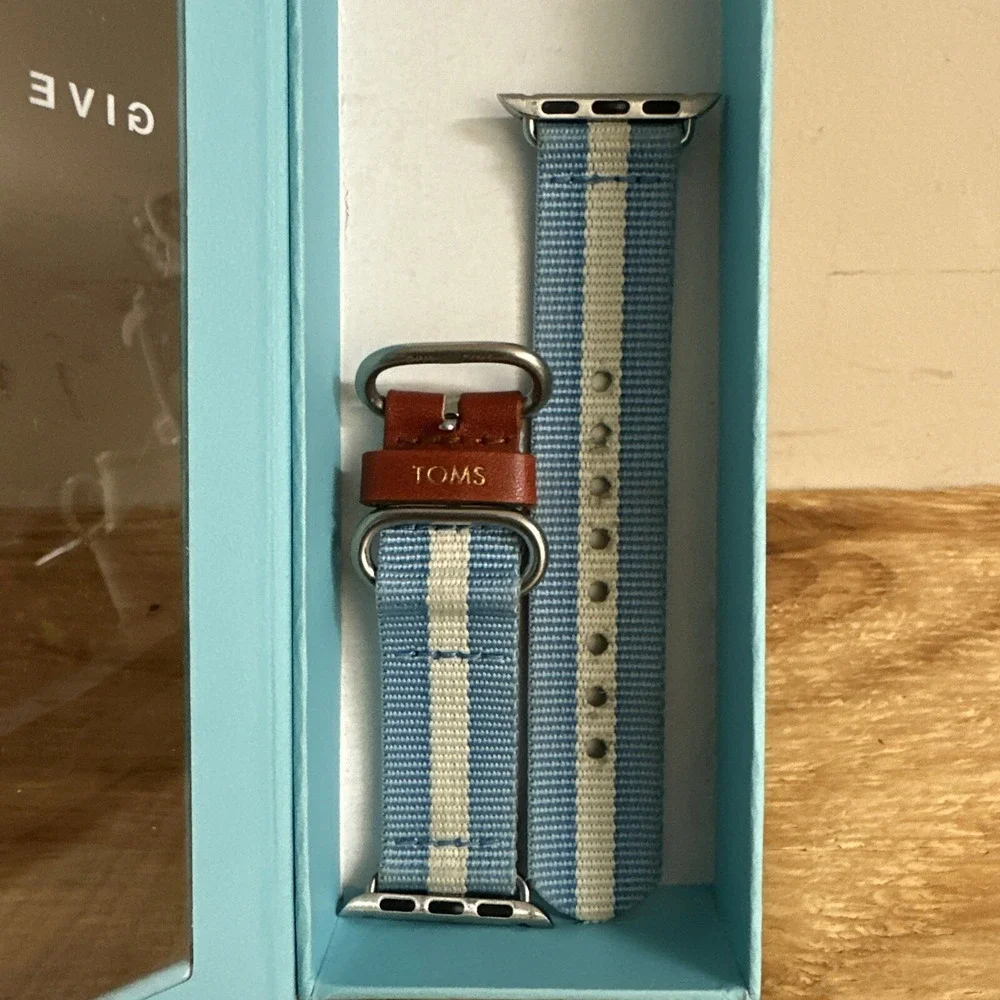 Toms Apple Watch Band 38mm Light Blue & White Stipe‎